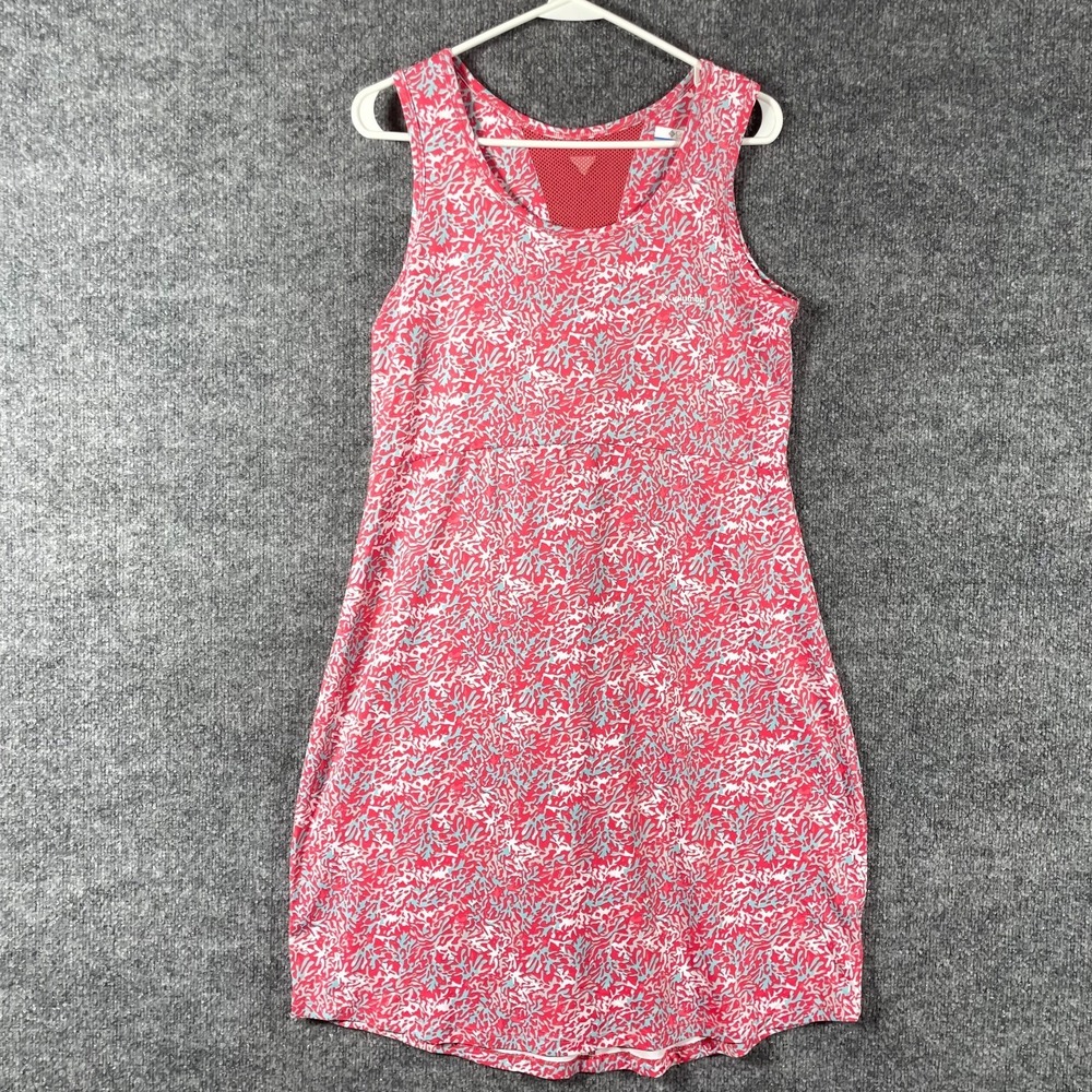 Columbia Pink White Printed Long Sleeve-Look Tank Dress